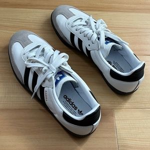 White Adidas Sambas (Size 5.5)